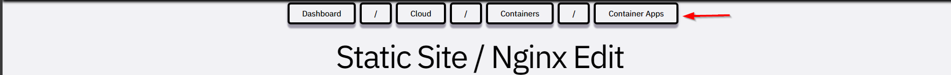Container Apps Breadcrumb