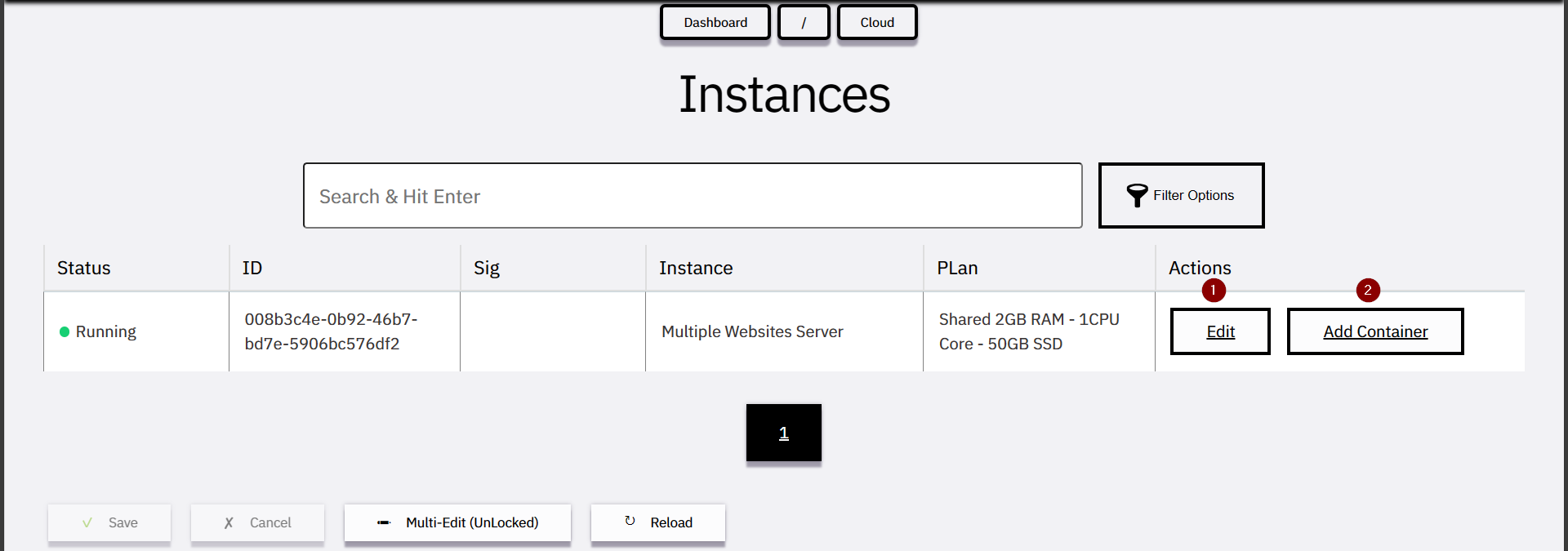 Deployed Instance in Running State