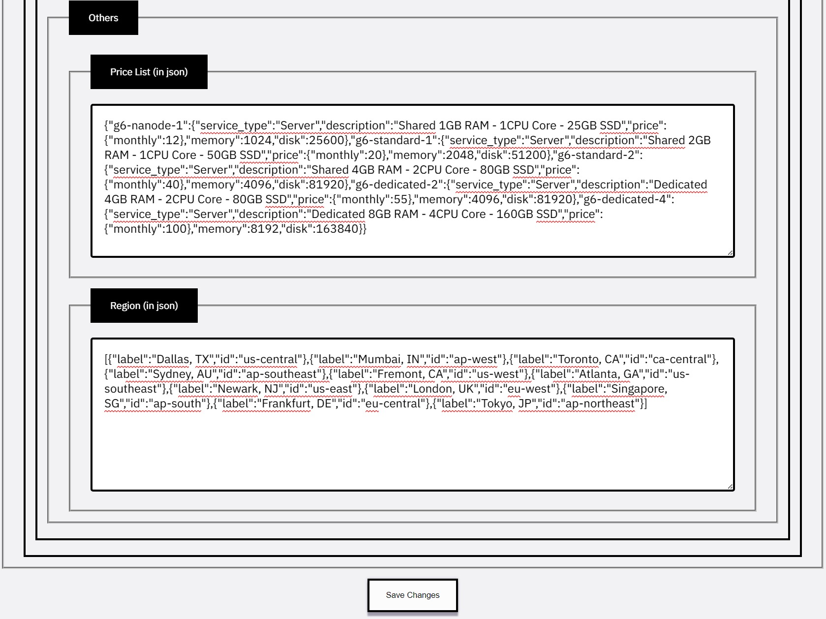 Prices and regions settings - TonicsCloud