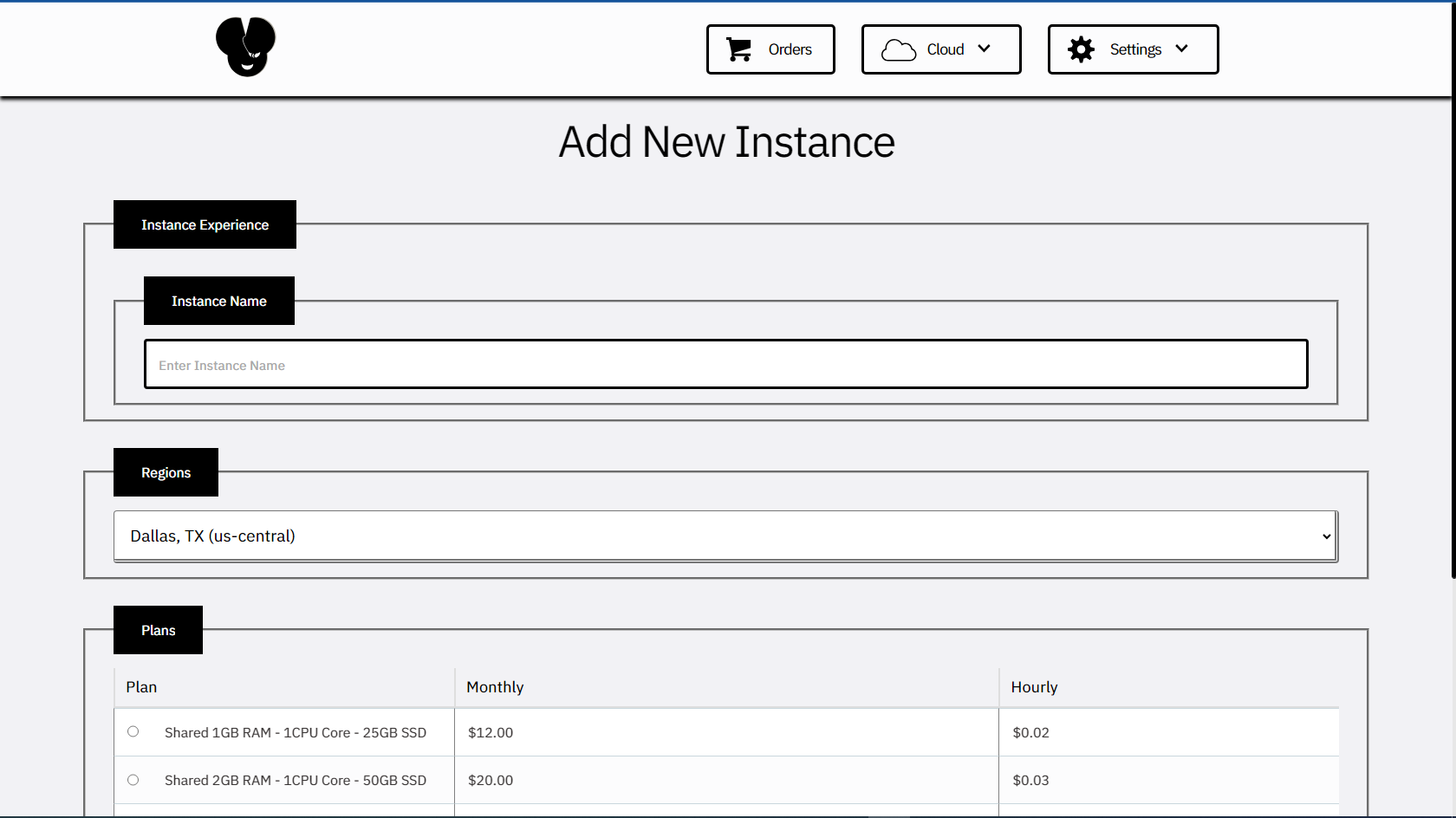 TonicsCloud Instance Page